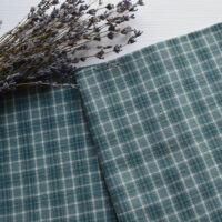Японська фактурна бавовна блакитно-бірюзова клітинка Відріз 24*35см TKY009