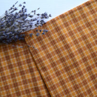 Японська фактурна бавовна гірчична клітинка Відріз 24*35см TKY010