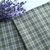 Японська фактурна бавовна зелена клітинка Відріз 24*35см TKY011