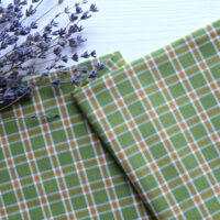 Японська фактурна бавовна зелена клітинка Відріз 24*35см TKY013
