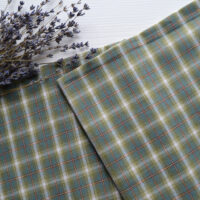 Японська фактурна бавовна зелена клітинка Відріз 24*35см TKY017