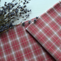Японська фактурна бавовна світло-червона клітинка Відріз 24*35см TKY018