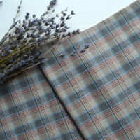 Японська фактурна бавовна сіра з синім клітинка Відріз 24*35см TKY019