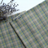 Японська фактурна бавовна сіра з зеленим клітинка Відріз 24*35см TKY020