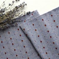 Японська фактурна бавовна Полуничка на синьому Відріз 24*35см TKY024