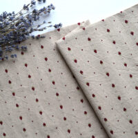 Японська фактурна бавовна Полуничка на темно-бежевому Відріз 24*35см TKY026