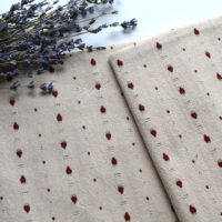 Японська фактурна бавовна Полуничка на світло-бежевому Відріз 24*35см TKY028