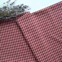 Японська фактурна бавовна бордова клітинка Відріз 24*35см TKY063
