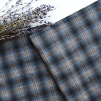 Японська фактурна бавовна синя клітинка Відріз 24*35см TKY065