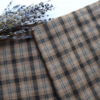 Японська фактурна бавовна коричнева клітинка Відріз 24*35см TKY066