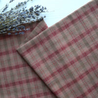 Японська фактурна бавовна світло-бордова клітинка Відріз 24*35см TKY067