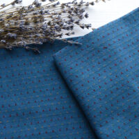 Японська фактурна бавовна в горошок синя Відріз 24*35см TKY110