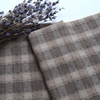 Японська фактурна бавовна у велику клітинку коричнева Відріз 24*35см TKY115