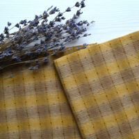 Японська фактурна бавовна у велику клітинку жовта Відріз 24*35см TKY117