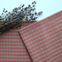 Японська фактурна бавовна у велику клітинку рожева Відріз 24*35см TKY122