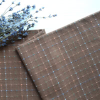 Японська фактурна бавовна клітинка з квадратиками коричнева Відріз 24*35см TKY157