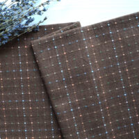 Японська фактурна бавовна клітинка з квадратиками темно-коричнева Відріз 24*35см TKY158