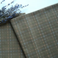 Японська фактурна бавовна клітинка з квадратиками болотно-коричнева Відріз 24*35см TKY159