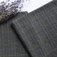 Японська фактурна бавовна клітинка з квадратиками сіро-зелена Відріз 24*35см TKY160