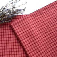 Японська фактурна бавовна червона в клітинку Відріз 24*35см TKY162