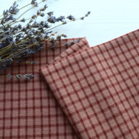Японська фактурна бавовна блідо-бордова в клітинку Відріз 24*35см TKY164