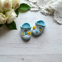 Крокси босоніжки для ляльки блакитні з білим 5.5*3см AK232