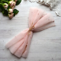 Фатин середньої жорсткості персиковий з перлинами Відріз 30*75см TF56