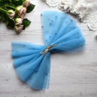 Фатин середньої жорсткості блакитний з перлами Відріз 29*75см TF58