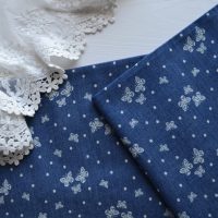 Тоненький джинс для одягу ляльки метелики 15*10мм синій 36*50см TKG008