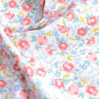 Тоненька бавовна Рожеві квіти на білому 39*50см TKK067