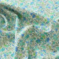 Тоненька бавовна Блакитні та салатові квіти 36*50см TKK074