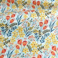 Тоненька бавовна жовті та помаранчеві квіти 35*50см TKK085