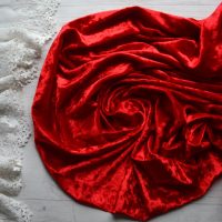 Оксамитова тканина з плюшевим тисненням червона Відріз 40*50см TKR003