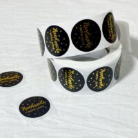 Наліпки для пакування Hand made 25мм Чорний з золотом 500шт NL004