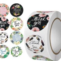 Наліпки для пакування thank you 25мм Квіти 20шт NL006