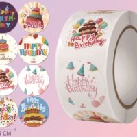 Наліпки для пакування Happy birthday 25мм 20шт NL033
