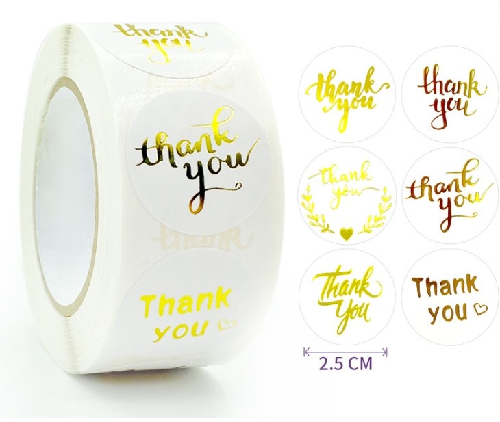 Наліпки для пакування thank you 25мм Білі з золотом 20шт NL036 • nl036 1 Наліпки для пакування thank you 25мм Білі з золотом 20шт NL036