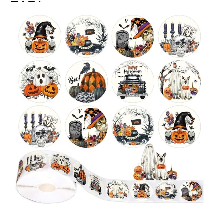 Наліпки для пакування Halloween 25мм Привиди і гарбузи 20шт NL051 • nl051 1 Наліпки для пакування Halloween 25мм Привиди і гарбузи 20шт NL051