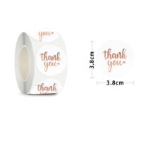 Наліпки для пакування Thank you 38мм Білі з рожевим золотом 500шт NL062
