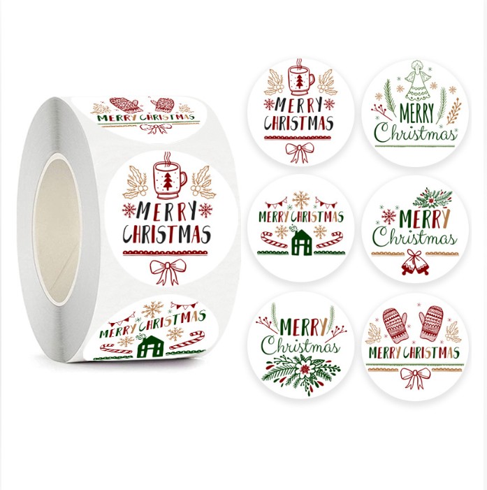 Наліпки для пакування Merry Christmas 38мм 500шт NL067 • nl067 Наліпки для пакування Merry Christmas 38мм 500шт NL067